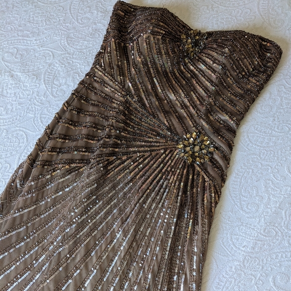 Strapless Champagne Formal Prom Dress - Picture 1 of 10